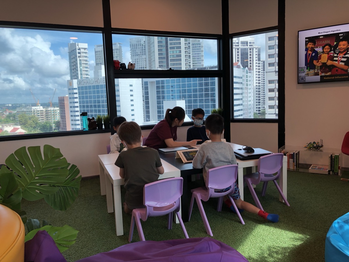 LCCL classroom at Floor 13 Orchard Road with city skyline view