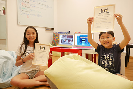 LCCL students proudly showing their project certificates