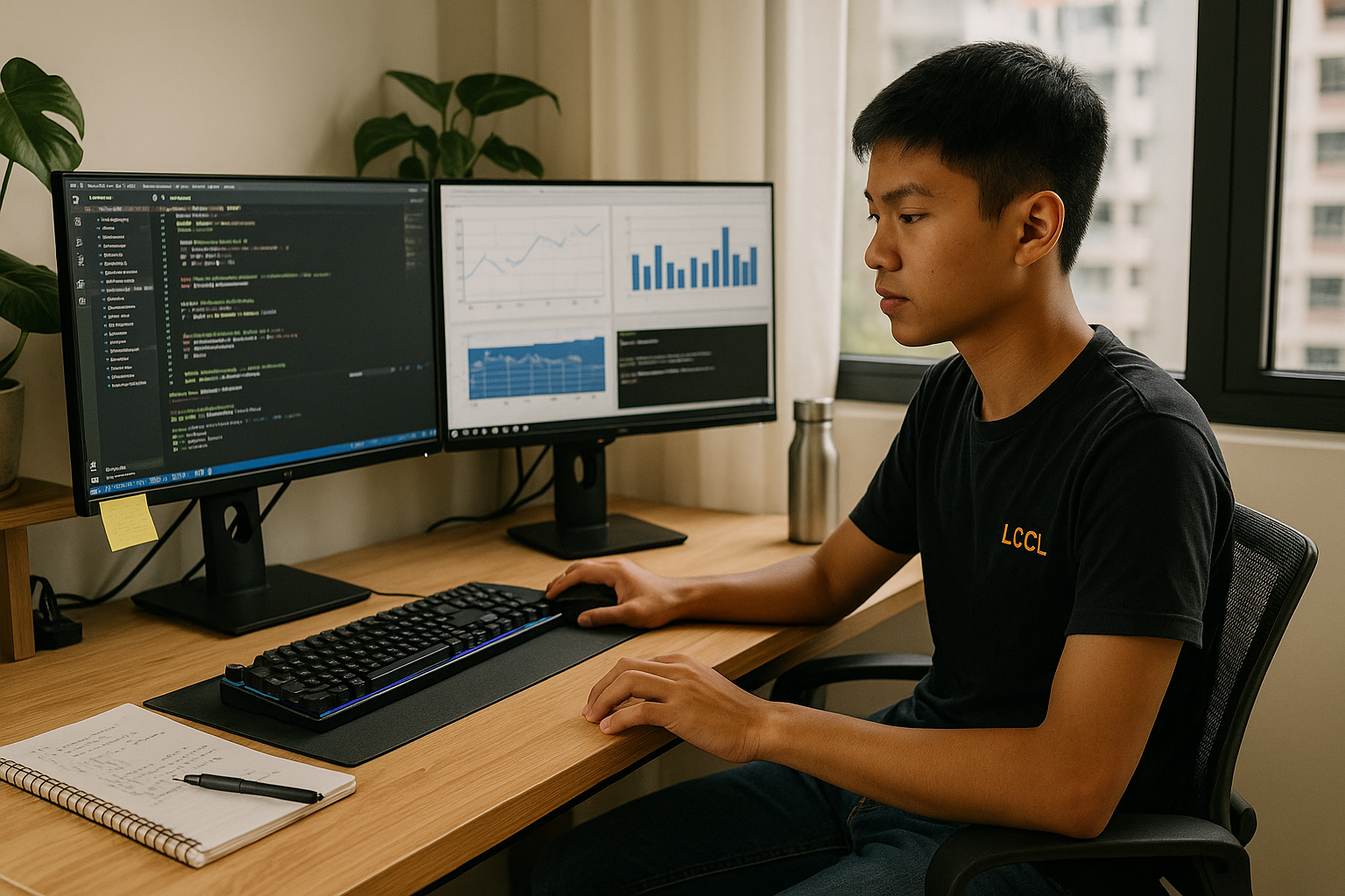 Teenagers learning Python programming online